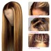 Honey Blonde Highlight #4/27 Human Hair 4x4 Lace Closure Wig Silky Straight