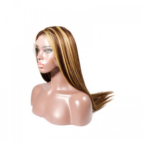 Piano Color Highlight #4/27 Human Hair 13x4 Lace Front Wig Silky Straight | Human Hair Wig | Lace Front
