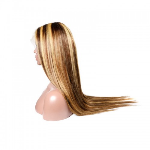 Piano Color Highlight #4/27 Human Hair 13x4 Lace Front Wig Silky Straight | Human Hair Wig | Lace Front