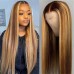 Piano Color Highlight #4/27 Human Hair 13x4 Lace Front Wig Silky Straight