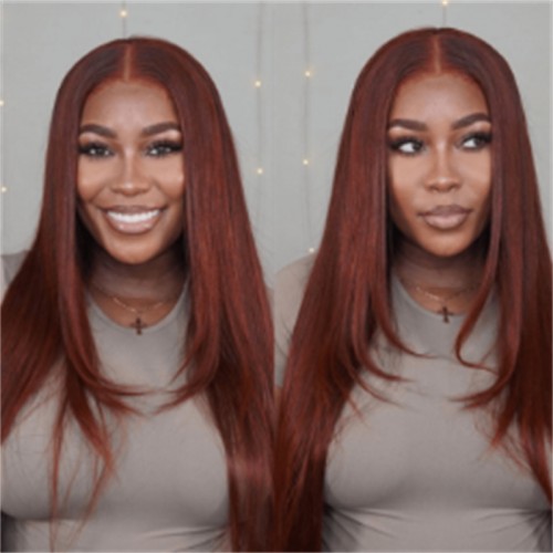 #33 Reddish Brown 13x4 Transparent Lace Front Straight Season Vibe Wig | Human Hair Wig | Lace Front