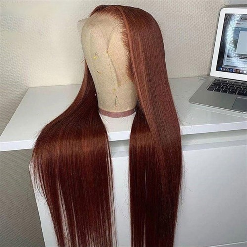 #33 Reddish Brown 13x4 Transparent Lace Front Straight Season Vibe Wig | Human Hair Wig | Lace Front