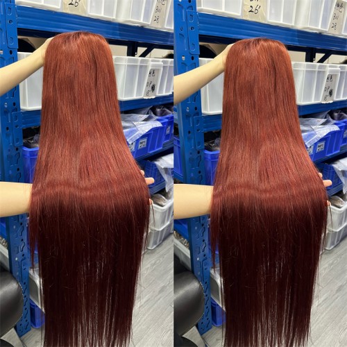 #33 Reddish Brown 13x4 Transparent Lace Front Straight Season Vibe Wig | Human Hair Wig | Lace Front