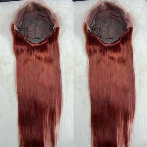 #33 Reddish Brown 13x4 Transparent Lace Front Straight Season Vibe Wig | Human Hair Wig | Lace Front