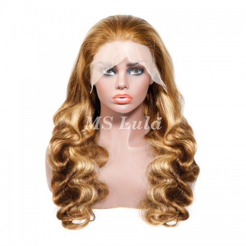 Body Wave Honey Blonde Highlight #4/27 Lace Front Wig | Human Hair Wig | Lace Front