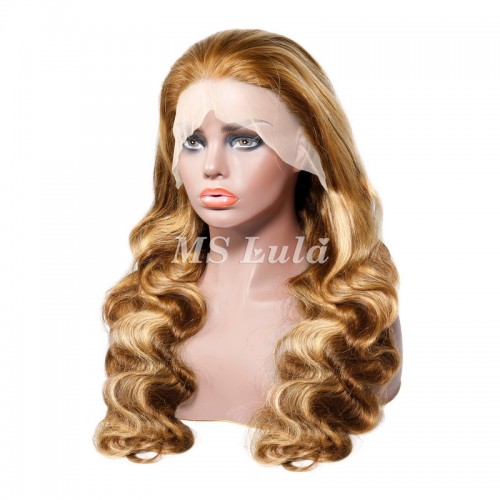 Body Wave Honey Blonde Highlight #4/27 Lace Front Wig | Human Hair Wig | Lace Front