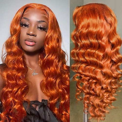 Orange Ginger Color 13x4 Lace Front Wig | Human Hair Wig | Lace Front
