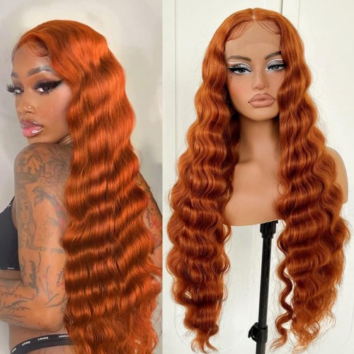 Orange Ginger Color 13x4 Lace Front Wig | Human Hair Wig | Lace Front