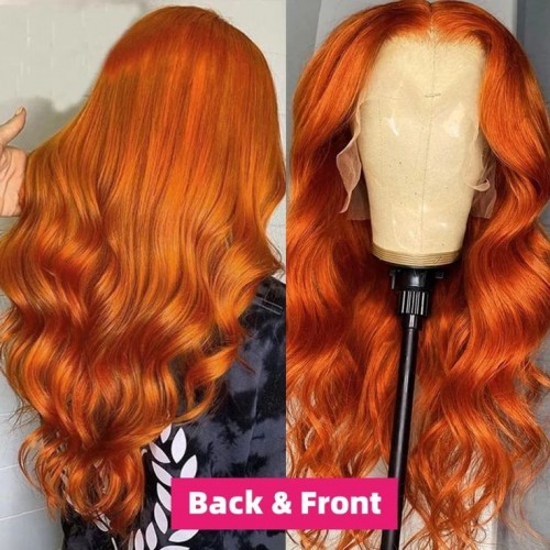 Orange Ginger Color 13x4 Lace Front Wig | Human Hair Wig | Lace Front