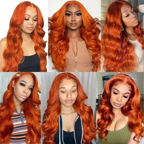 Orange Ginger Color 13x4 Lace Front Wig | Human Hair Wig | Lace Front