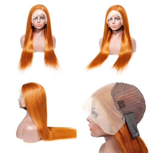 Orange Ginger Color 13x4 Lace Front Wig | Human Hair Wig | Lace Front