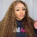 Honey Blonde Highlight #4/27 Lace Front Wig Water Wave