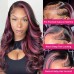 Purple Highlights Body Wave 13x4 Transparent Lace Front Wig 180% Density