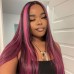 Purple Highlights Straight 13x4 Transparent Lace Front Wig