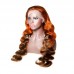 4/350 Ginger Highlight 13x4 Transparent Lace Front Wig Ombre Ginger Human Hair Wig