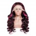 Purple Highlights Body Wave 13x4 Transparent Lace Front Wig 180% Density