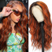 4/350 Ginger Mixed 13x4 Transparent Lace Front Wig Ginger Highlight Human Hair Wig