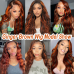 4/350 Ginger Mixed 13x4 Transparent Lace Front Wig Ginger Highlight Human Hair Wig