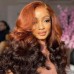 #350/4 Ombre Double Drawn Bouncy Curl 13x4 Transparent Lace Full Frontal 300% Density Wig