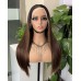 #4 Brown Double Drawn Bone Straight 13x4 Transparent Lace Full Frontal 300% Density Wig