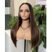 #4 Brown Double Drawn Bone Straight 13x4 Transparent Lace Full Frontal 300% Density Wig