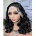 #1B Natural Black Frontal Briaded Double Drawn Bouncy Curl 13x4 Transparent Lace Full Frontal 300% Density Wig
