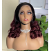 #1b/99j Double Drawn Bouncy Curl 13x4 Transparent Lace Full Frontal 300% Density Wig