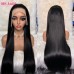 300% Density Double Drawn Bone Straight 13x4 HD Transparent Lace Full Frontal Wig