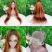 4/350 Ginger Mixed 13x4 Transparent Lace Front Wig Ginger Highlight Human Hair Wig