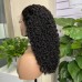 #1b Natural Black Double Drawn Pissy Curly 13x4 Transparent Lace Full Frontal Wig