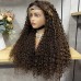 300% Density Double Drawn Pissy Curly 13x4 Transparent Lace Full Frontal Wig
