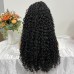 300% Density Double Drawn Pissy Curly 13x4 Transparent Lace Full Frontal Wig