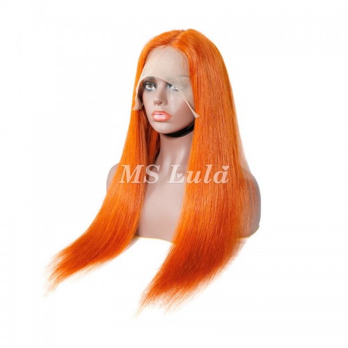 Orange Ginger Color Human Hair T-Part Lace Wig Silky Straight | Human Hair Wig | Lace Front