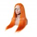 Orange Ginger Color Human Hair T-Part Lace Wig Silky Straight