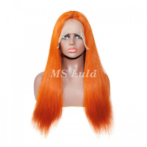 Orange Ginger Color Human Hair T-Part Lace Wig Silky Straight | Human Hair Wig | Lace Front