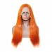 Orange Ginger Color Human Hair T-Part Lace Wig Silky Straight