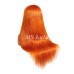 Orange Ginger Color Human Hair T-Part Lace Wig Silky Straight