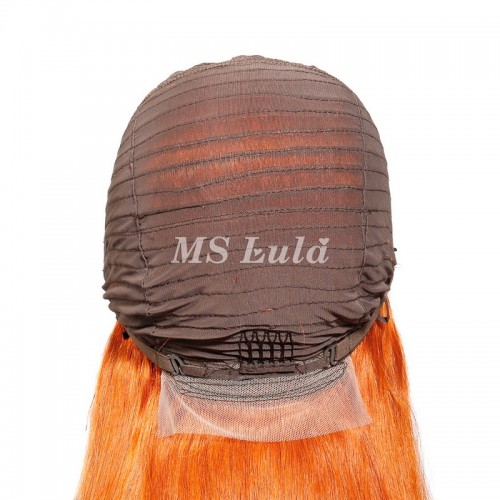 Orange Ginger Color Human Hair T-Part Lace Wig Silky Straight | Human Hair Wig | Lace Front