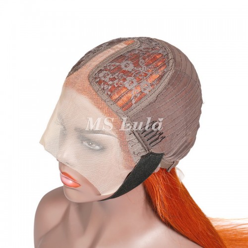 Orange Ginger Color Human Hair T-Part Lace Wig Silky Straight | Human Hair Wig | Lace Front