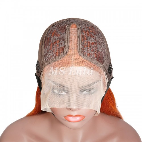 Orange Ginger Color Human Hair T-Part Lace Wig Silky Straight | Human Hair Wig | Lace Front