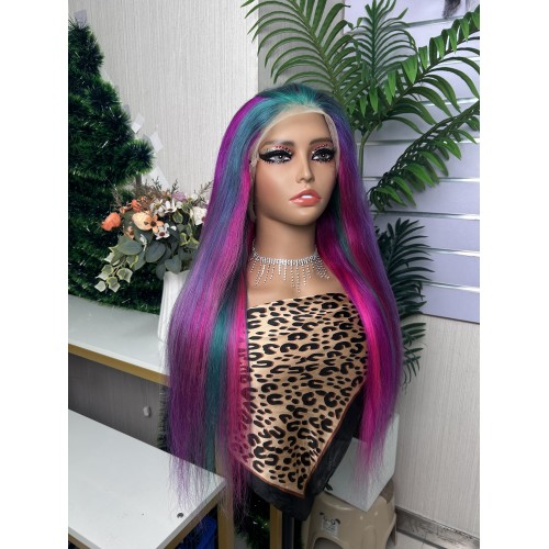 Customized Colored Straight Virgin Human Hair Transparent Lace Full Lace Wigs | Human Hair Wig | Lace Front