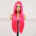 Hot Pink Human Hair Full Lace Wigs Silky Straight