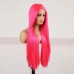 Hot Pink Human Hair Full Lace Wigs Silky Straight