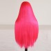 Hot Pink Human Hair Full Lace Wigs Silky Straight