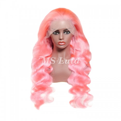 Pink Color 13x4 Transparent Lace Front Wigs Body Wave | Human Hair Wig | Lace Front