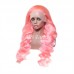 Pink Color 13x4 Transparent Lace Front Wigs Body Wave