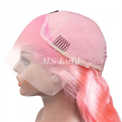Pink Color 13x4 Transparent Lace Front Wigs Body Wave | Human Hair Wig | Lace Front