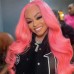 Pink Color 13x4 Transparent Lace Front Wigs Body Wave