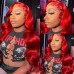 Red Color 13x4 Transparent Lace Front Wigs Body Wave