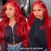 Red Color 13x4 Transparent Lace Front Wigs Body Wave